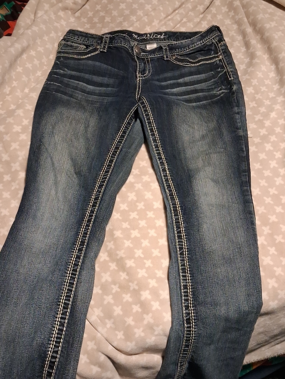Maurices Women's Dark Blue Bootcut  Jeans with Contrast Stitching